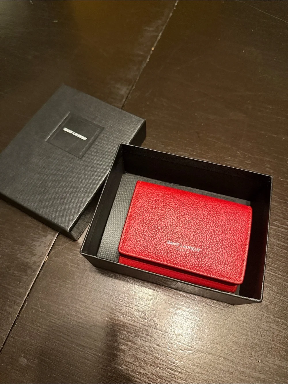 Saint Laurent Red Leather Card Wallet - Picture 7 of 7